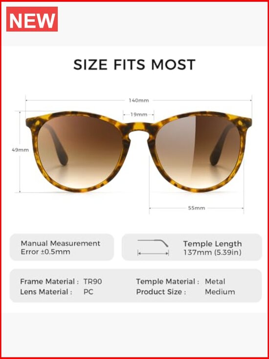 Premium Vintage Round Sunglasses UV400 Polarized Lightweight Non Slip main image 5